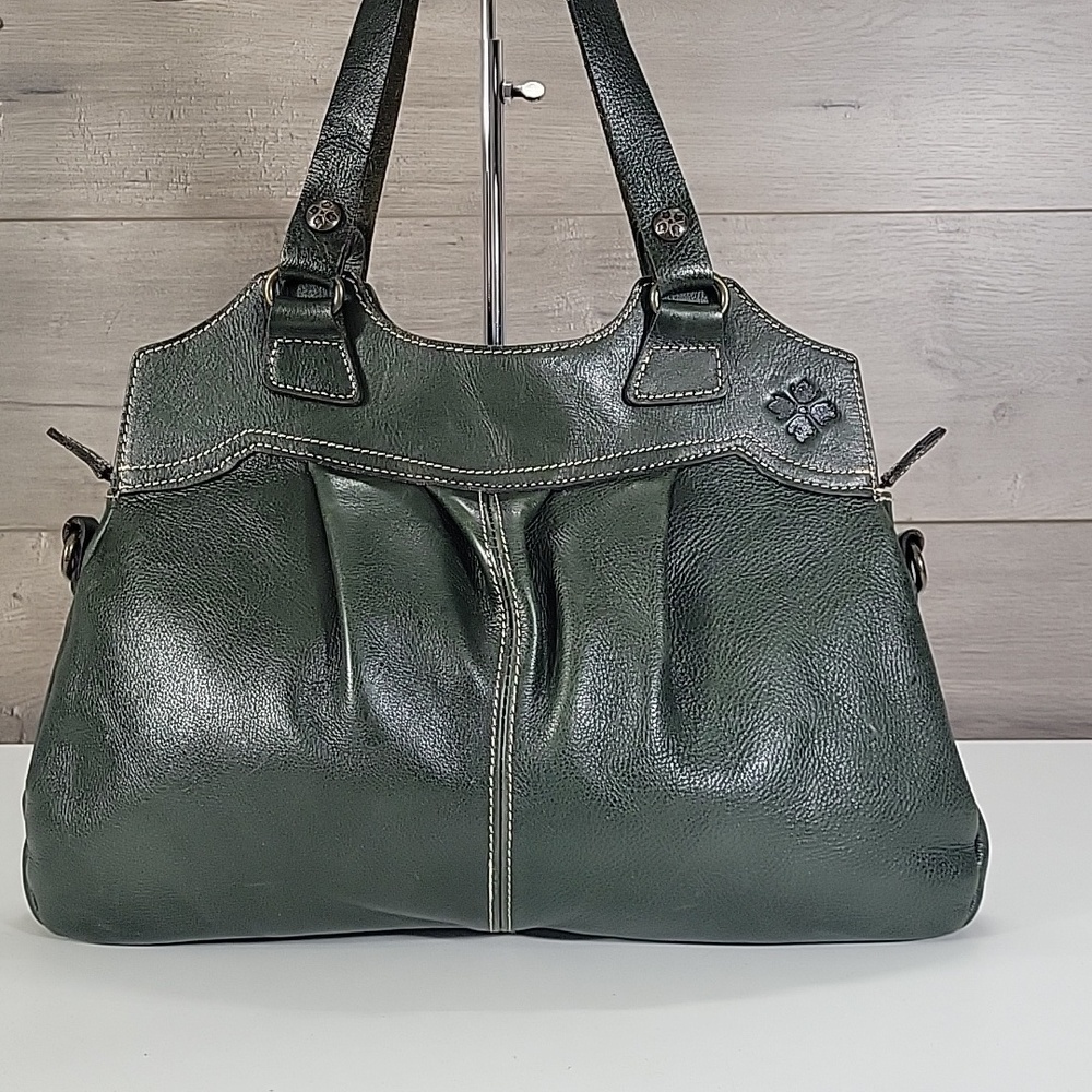 Patricia Nash Dark Green Leather Napoli Satchel Handbag Purse Tote - Picture 2 of 16